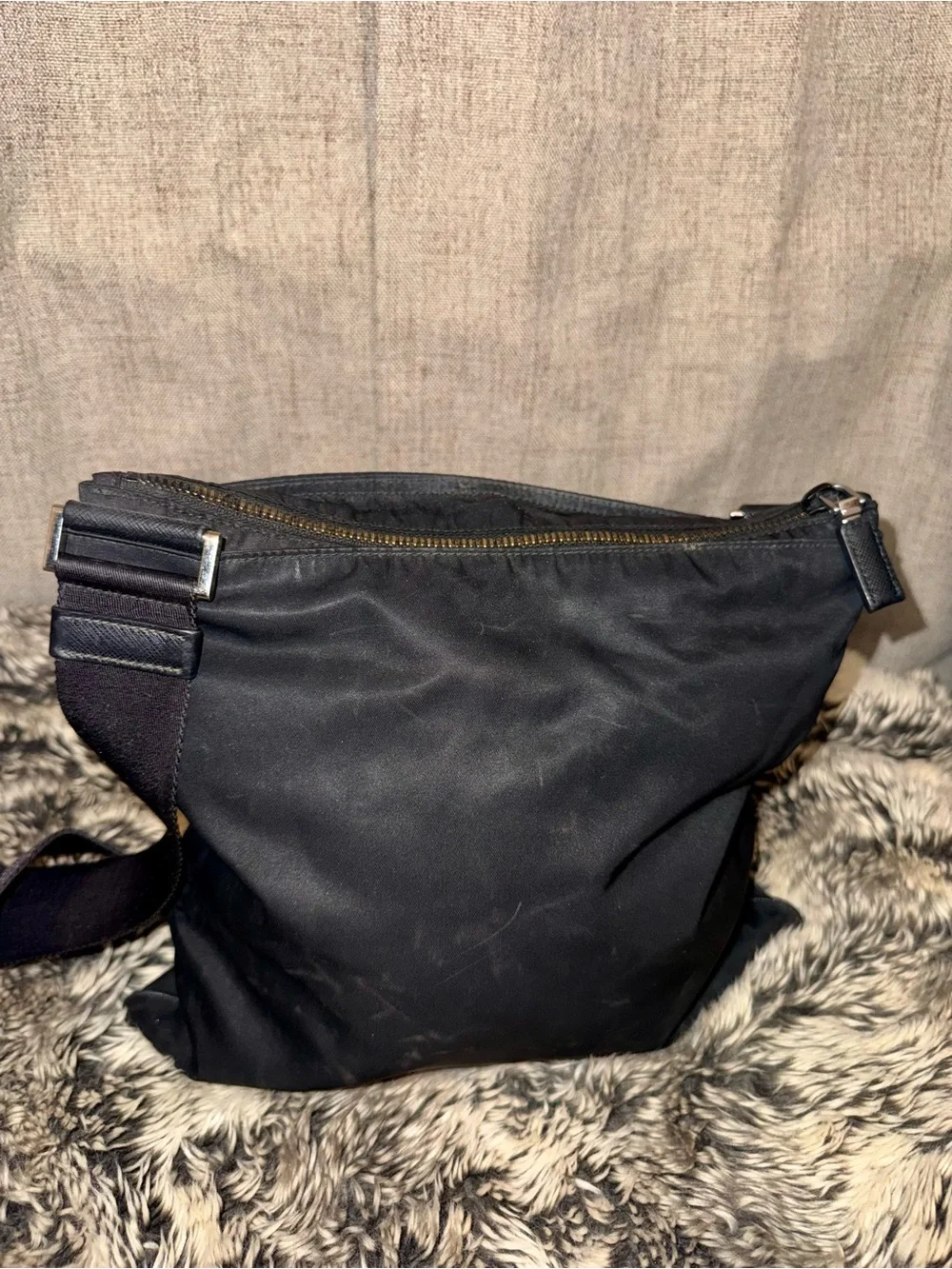 Prada Black Nylon Messenger Crossbody Bag